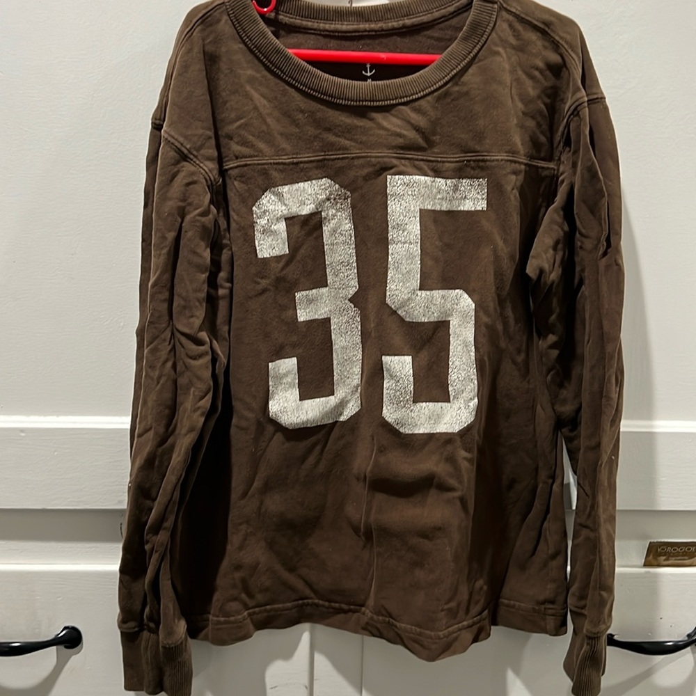Lands End boys crewneck numbered jersey with ribbed collar and wrist